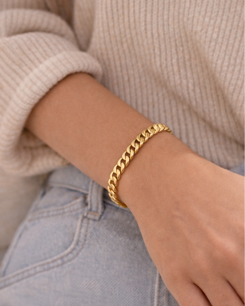 18K Gold Plated Cuban Link Chain Bracelet