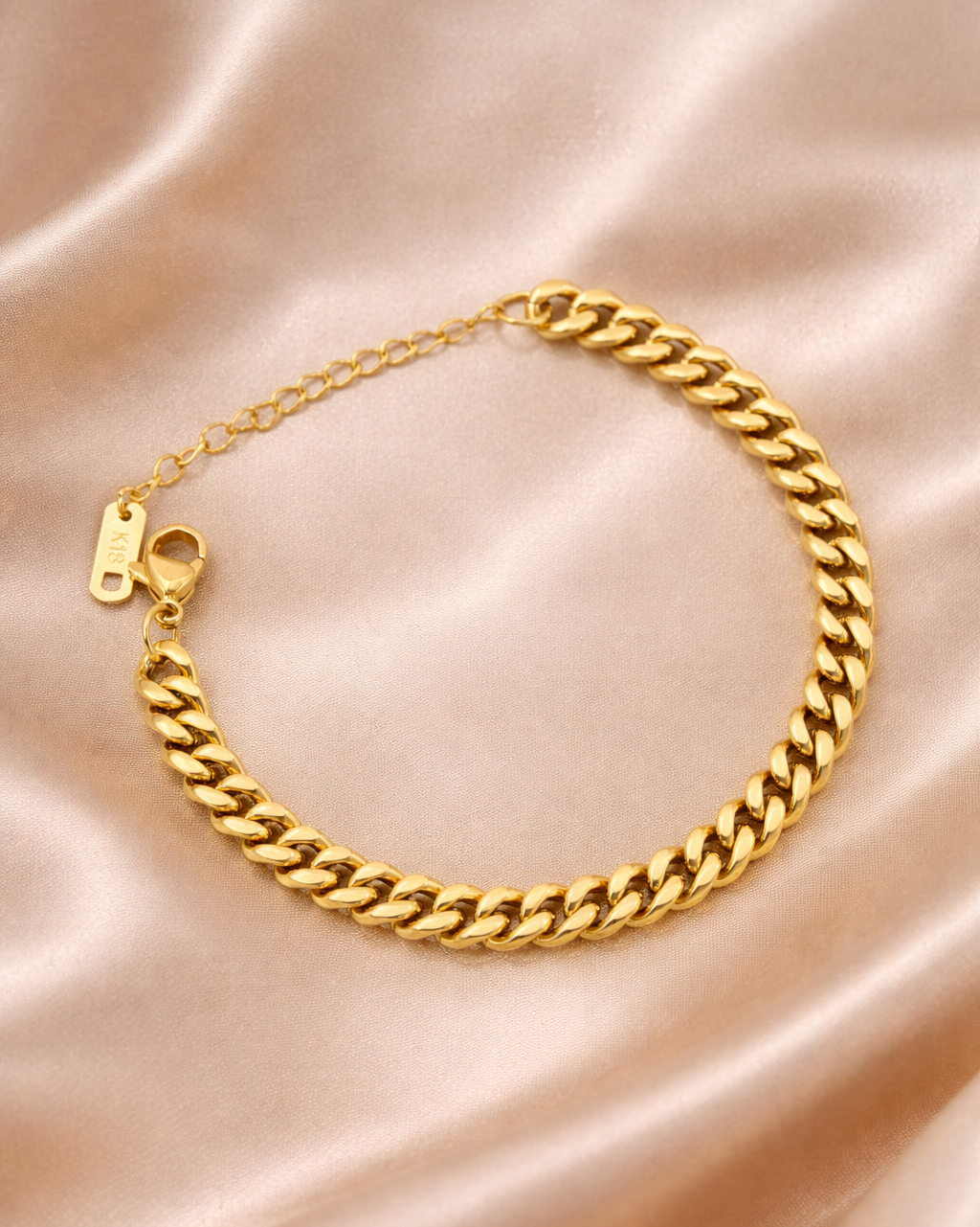 18K Gold Plated Cuban Link Chain Bracelet
